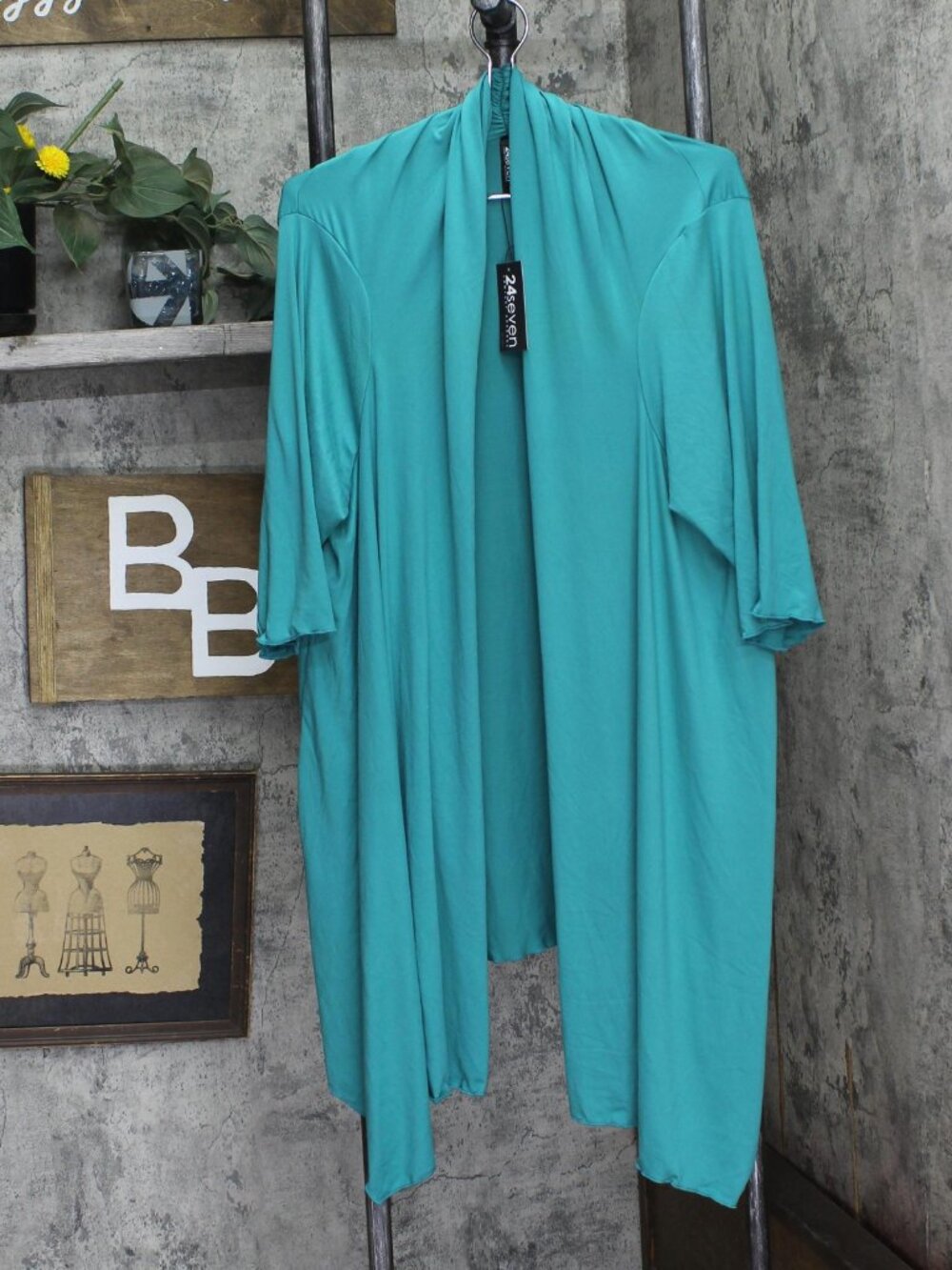 24/7 Comfort Apparel Green 24Seven Comfort Apparel Knit 3 4 Sleeve 2X